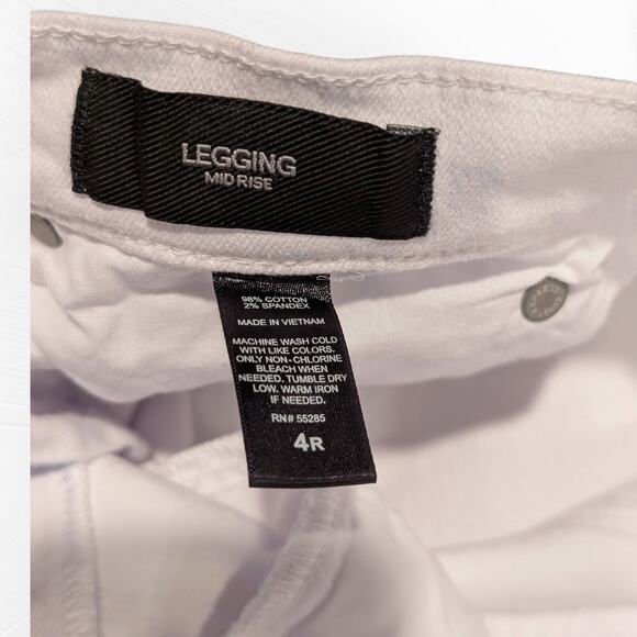 Express White Denim Jeans Legging Mid Rise Stretch Size 4R - Picture 3 of 7